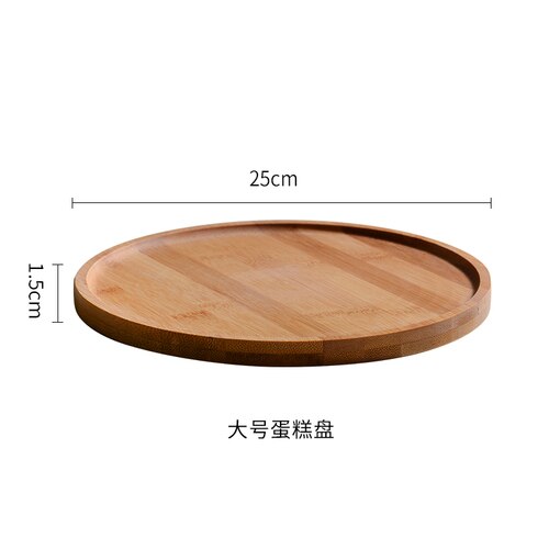 Round Wooden Cake Plate Glass Cover Dessert Pastry Display Tray Household Fruit Bread Plate Cake Decoration Accessories: L-wooden plate