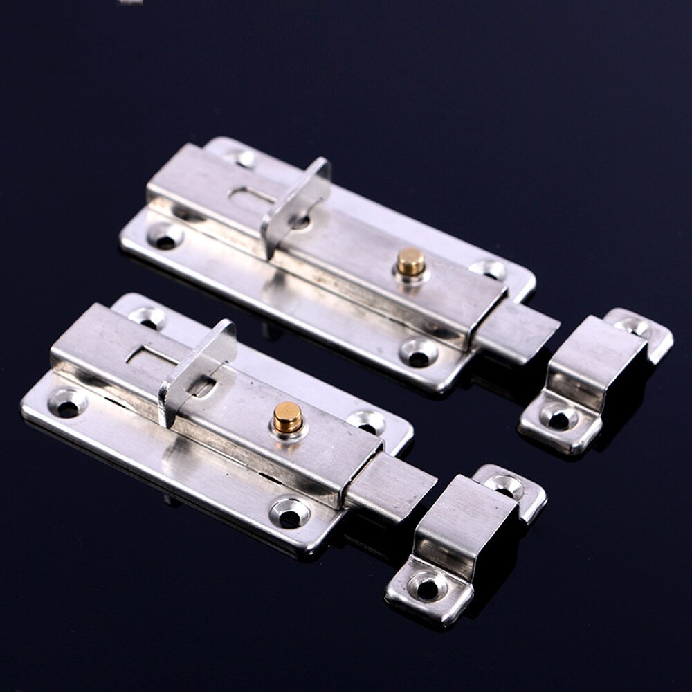 Stainless Steel Door Latch Sliding Lock Barrel Bolt Automatic Spring Latch Safety Lock for Hotel Office Home Cabinet