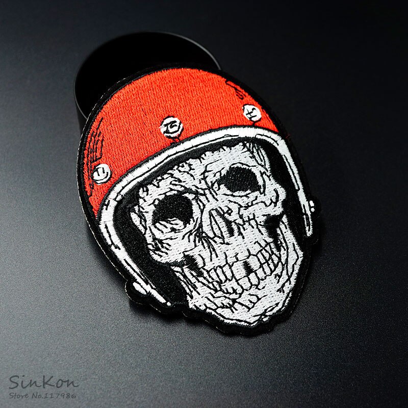 Schedel (Size:7.0X9.2 Cm) Ijzer Op Patch Geborduurde Applique Naaien Kleding Stickers Kleding Kledingstuk Accessoires