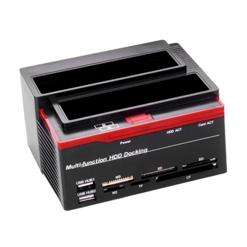 SATA IDE Docking Station 2.5/3.5" SATA IDE HDD Docking Station 2 Ports USB 2.0 Hub MS/M2/XD/CF/SD/TF Card Reader EU/US/UK: US