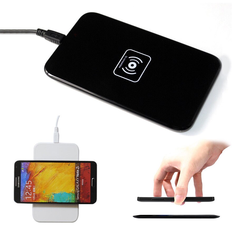Ultra-Thin Universal QI Wireless Charger Plate For Android Phones Rectangle Portable 1000mA Charging Pad White Black
