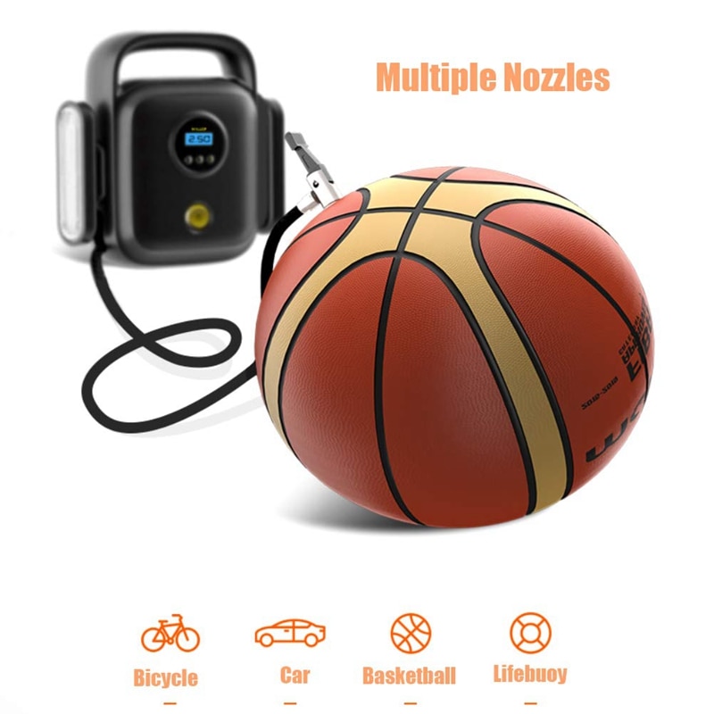 Air Compressor Tire Inflator Portable,Digital Pressure Gauge Auto Shutoff DC 12V Car Tyre Pump With Extra Nozzle And LED Light f