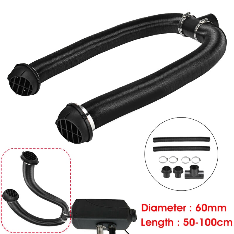 Set Car 60mm Air Parking Heater Pipe Ducting T Piece Warm Air Outlet Vent Hose Clips For Diesel Heater