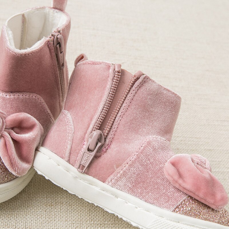 Bottes pour bébés filles | DB11594 Dave Bella autunm, chaussures d'hiver, à la , rose, à nœuds