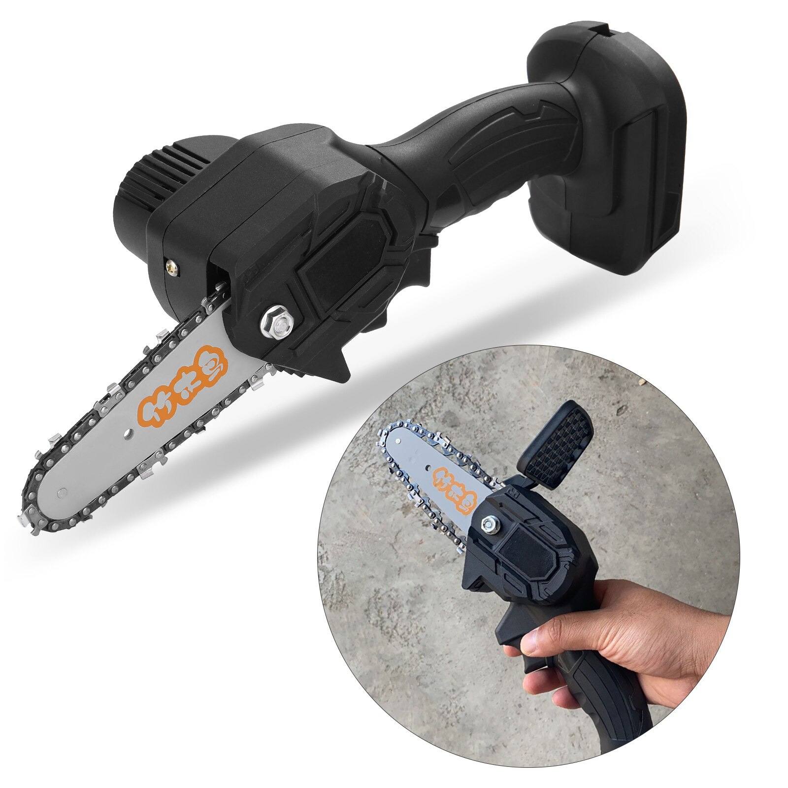 Electric Pruning Saw Rechargeable Woodworking Power Chainsaw Wood Cutting One-handed Garden Logging Mini Brushed Chain Saw