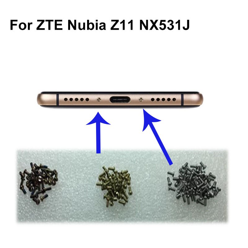 Kit de parafusos de doca zte nubia z11, nx531j, botão prateado com 2 peças, aderência para zte nubia z 11, nx531j, nx 531j, telefones celulares