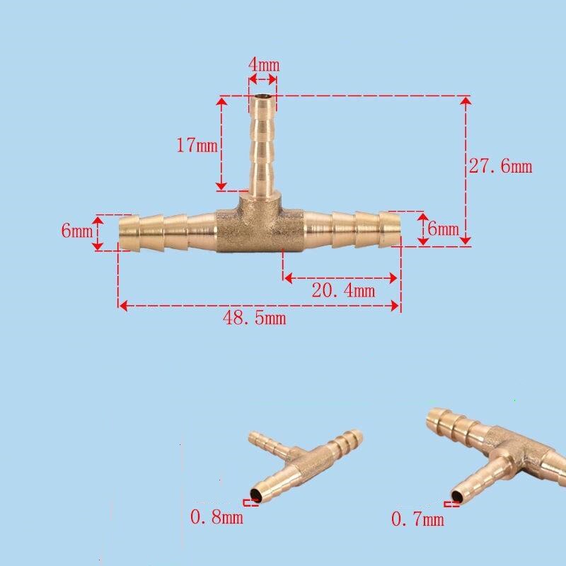 Brass Pagoda Barb Pipe Fittings Equal / Variable Diameter 3 Way T-type 4mm 5mm 6mm 8mm 10mm 12mm 14mm 16mm Oil / Water / Gas: OD 6-4-6