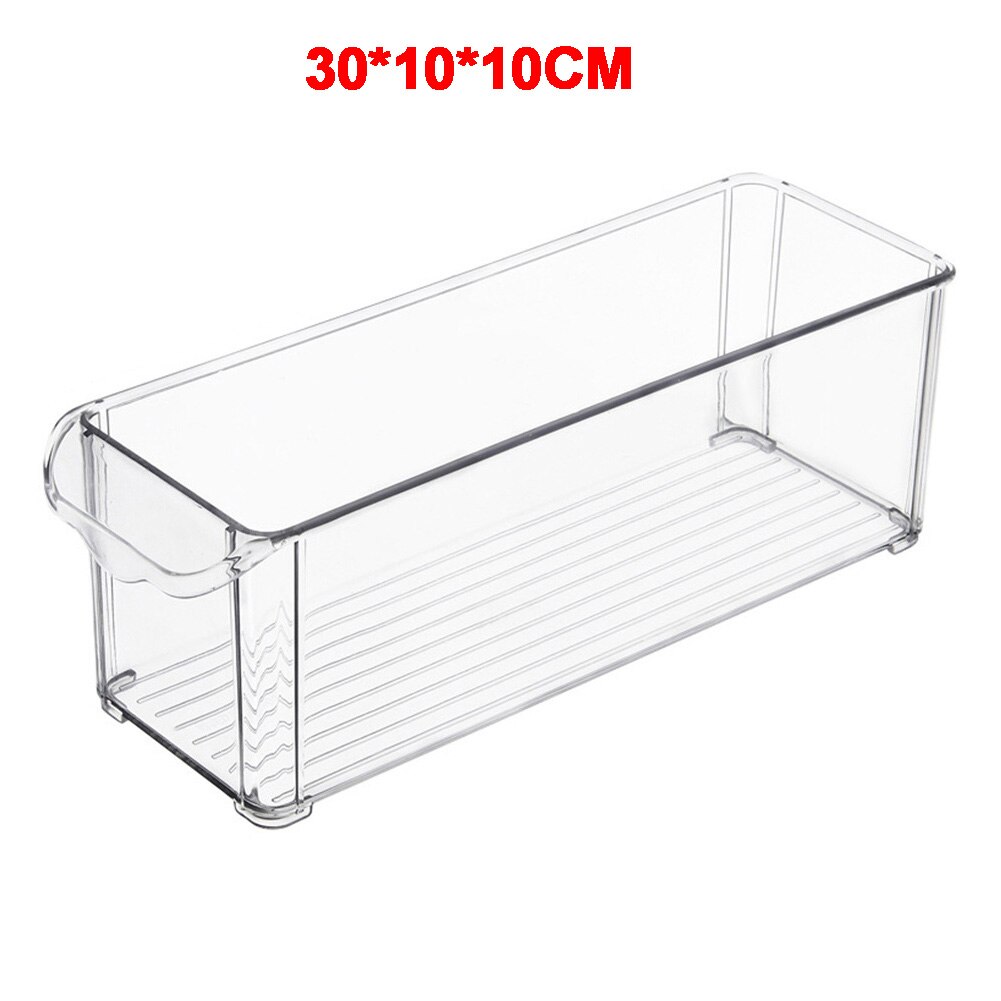 Refrigerator PET Food Storage Box Container With Lid And Divider Large Capacity Fridge Organizer: 30x10x10cm