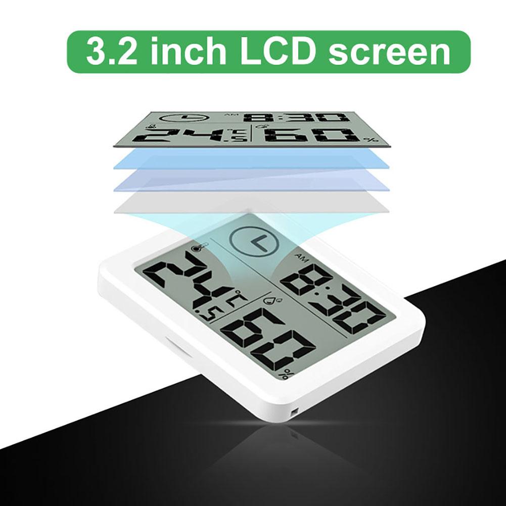 Elektronische LCD Digitale Backlight Huishoudelijke Thermometer Ultra Dunne Hygrometer Draagbare Temperatuur-vochtigheidsmeter Klok