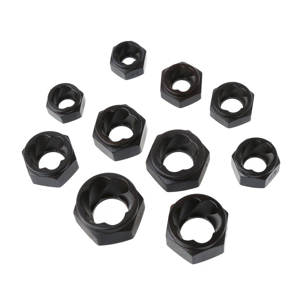 10 Pcs Damaged Nut Bolt Remover Stud Extractor Set 919mm Broken Bolt