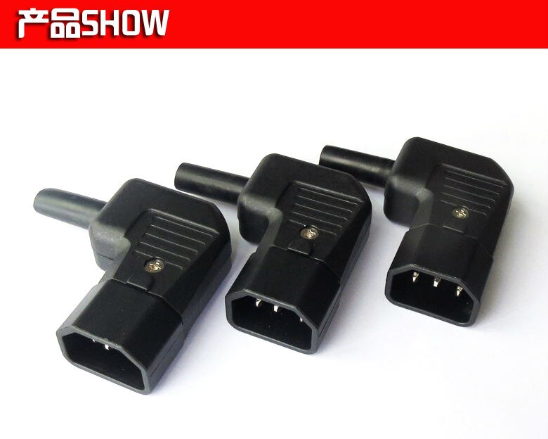 1Pcs 3 Pin Male Female 90 Right Angle Power Socket Copper Inlet Connector Plug 10A 250VAC Computer Electric Cooker