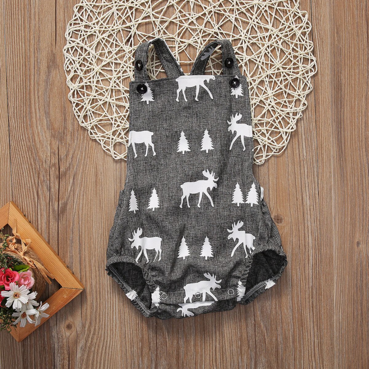 Ropa de verano para bebés y niños, pelele sin mangas de algodón con de venado