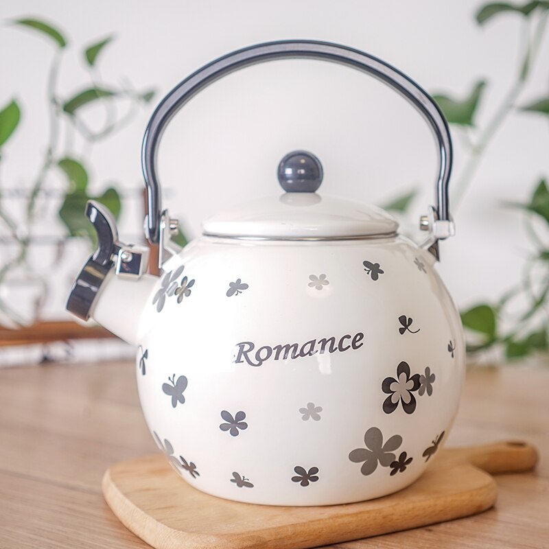 Verwarming Water Thee Pot Ketel Retro Fluitketel Emaille Pot Gas Fornuis Inductie Kookplaat Huishoudelijke Chaleira Esmaltada Thuis: Black