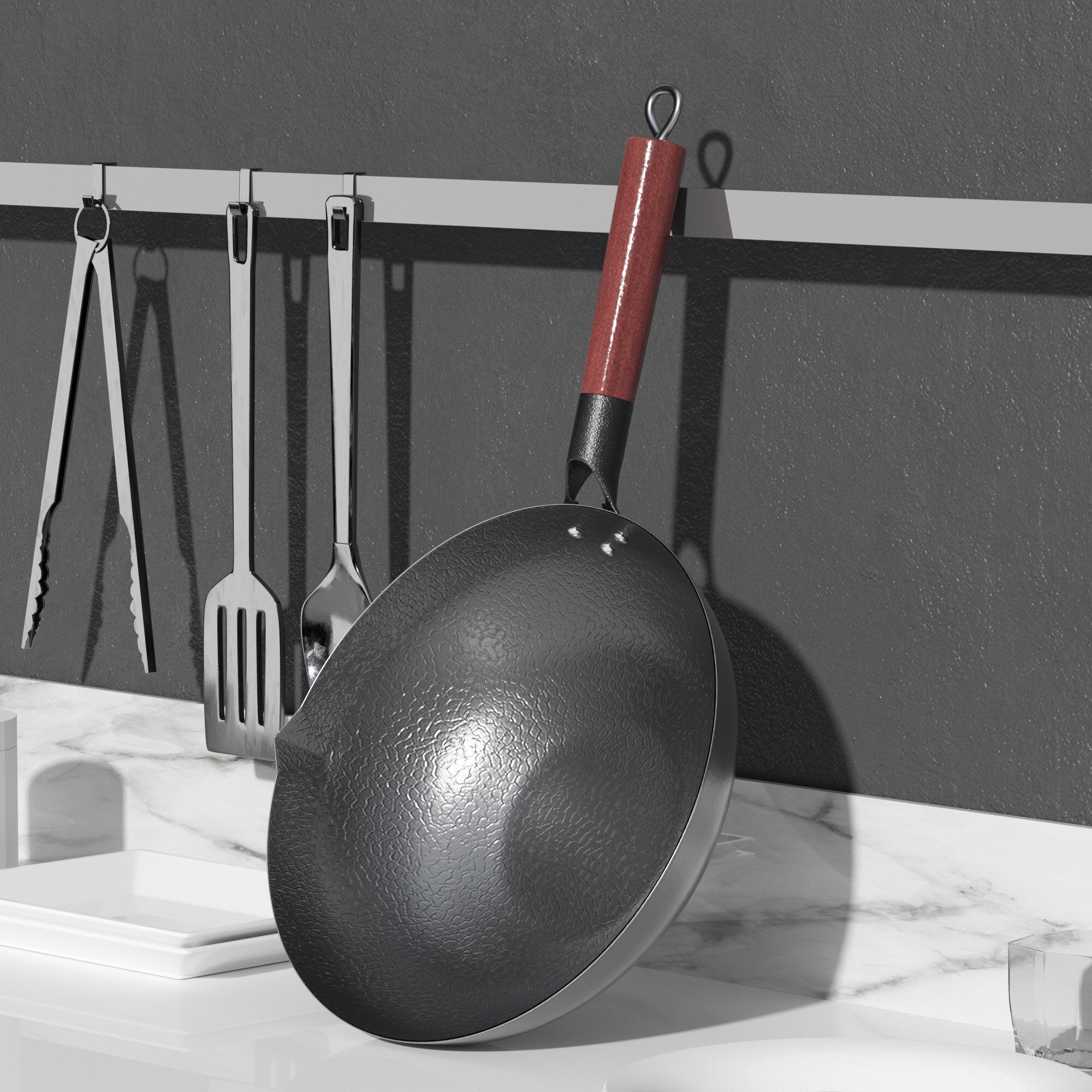 Iron Wok Traditional Hand Hammered Carbon Steel Wok ,Wok Frying Pan For Induction And Gas Stoves