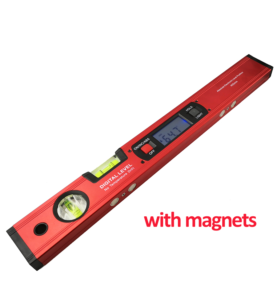 Digitaler Winkelmesser, Neigungsmesser, elektronische Wasserwaage, 360 Grad, mit/ohne Magneten, Wasserwaage, Neigungstest, Lineal 400 mm: Blau