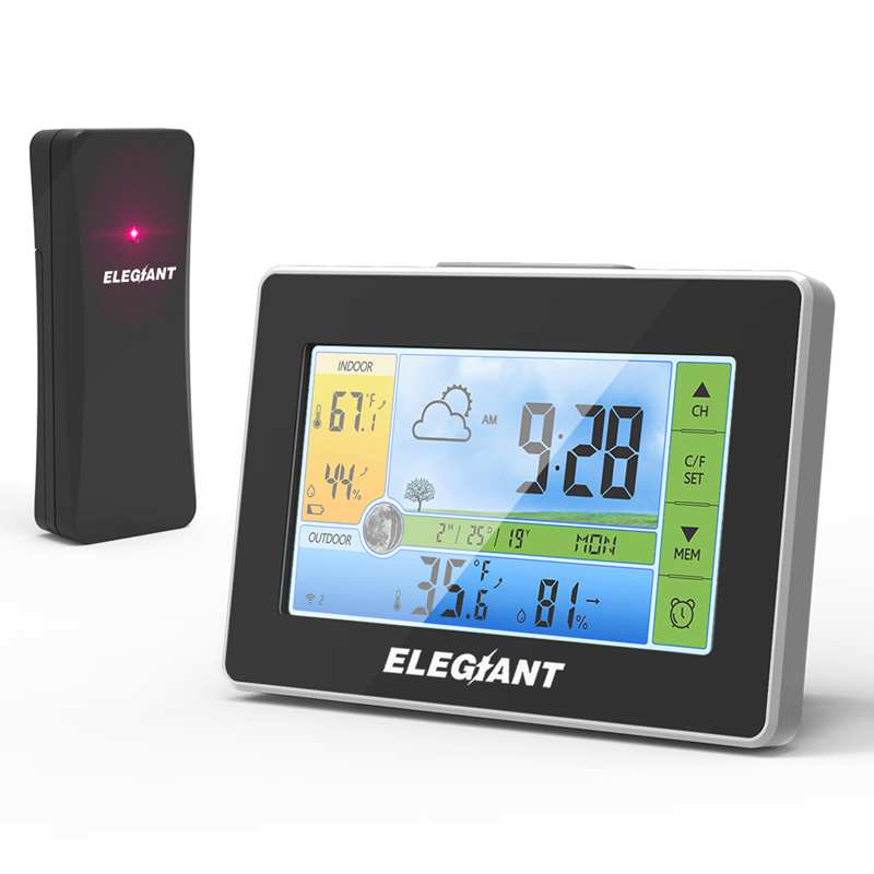 Elegiant Lcd Digitale Touch Weerstation & Outdoor Sensor Thermometer Hygrometer Vochtigheid Temperatuur Instrumenten 3CH: Default Title