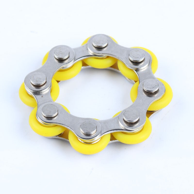 8/12 noeuds porte-clés chaîne Fidget jouet soulagement de la pression Stress chaîne en acier inoxydable vélo chaîne boucle porte-clés doigt jouet: 8 knots Yellow