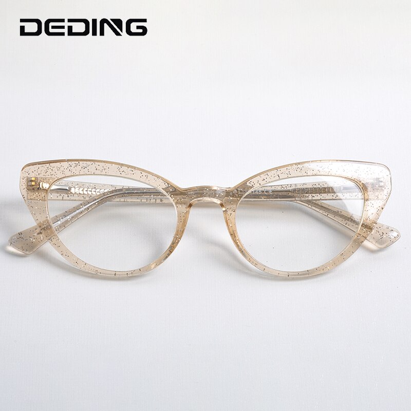 Cat eye  tr90 damesbrilmontuur met multicolor glazen op sterkte, monturen met veerscharnier, damesbril met heldere glazen  dd1602: Champagne