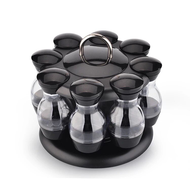 16Pcs Condiment Set 360 Rotating Spice Jar Rack Ki... – Grandado
