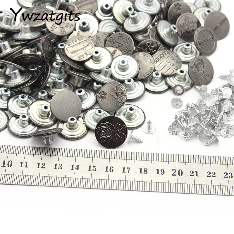 Ywzatgits 20 Set/partij Metalen Knoppen Gemengde Stijlen Metalen Schacht Voor Jeans Fasterners Diy Naaien Kleding Accessoires YG1319