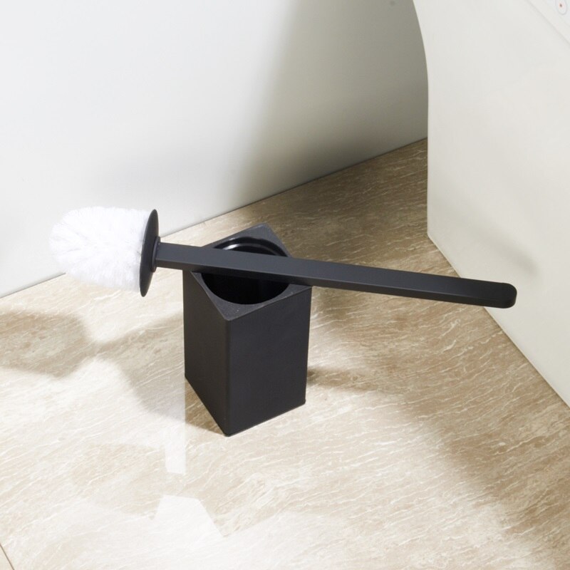 304 rustfrit stål toiletbørste krom badeværelse rengøringsholder med toiletbørste populær firkant: Sort