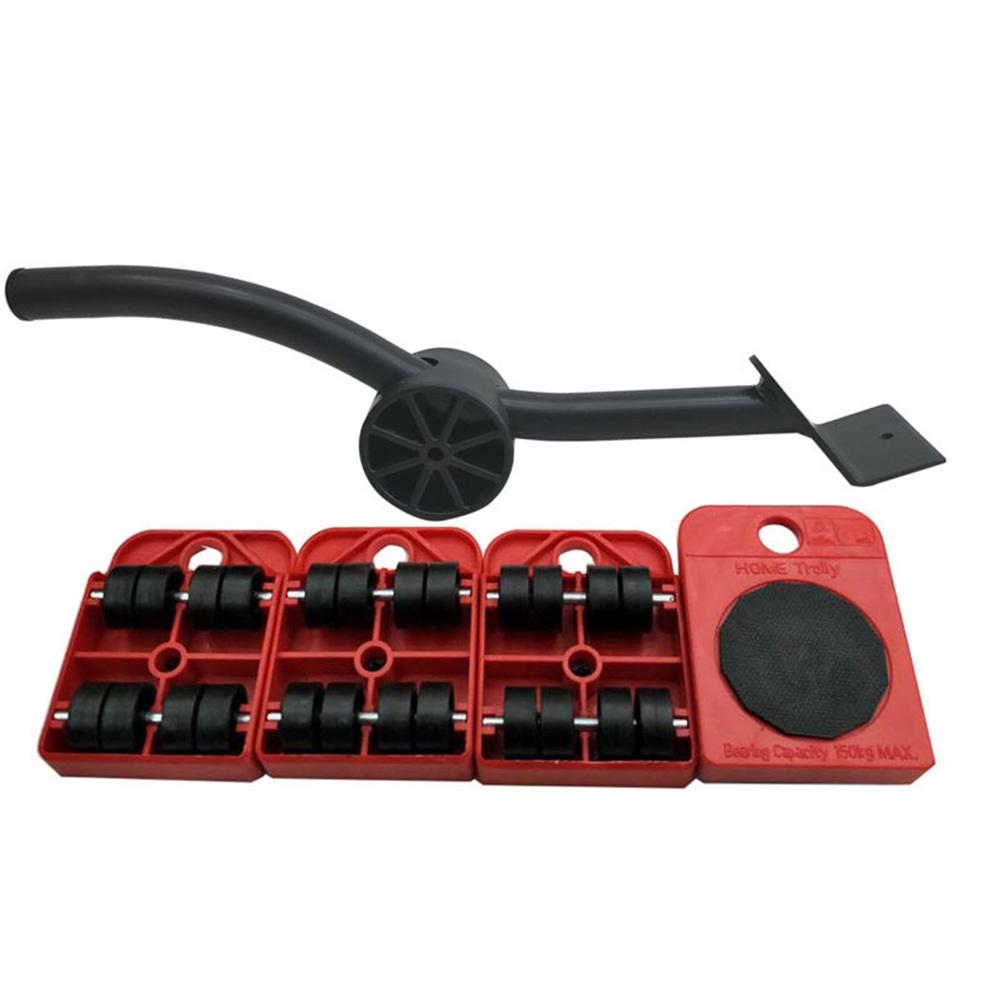 Home Trolley Lift And Move Slides Kit Easily System For Heavy Furniture 4 PC Rollers & 1PC Furniture Lifter Mover Transport set: Red