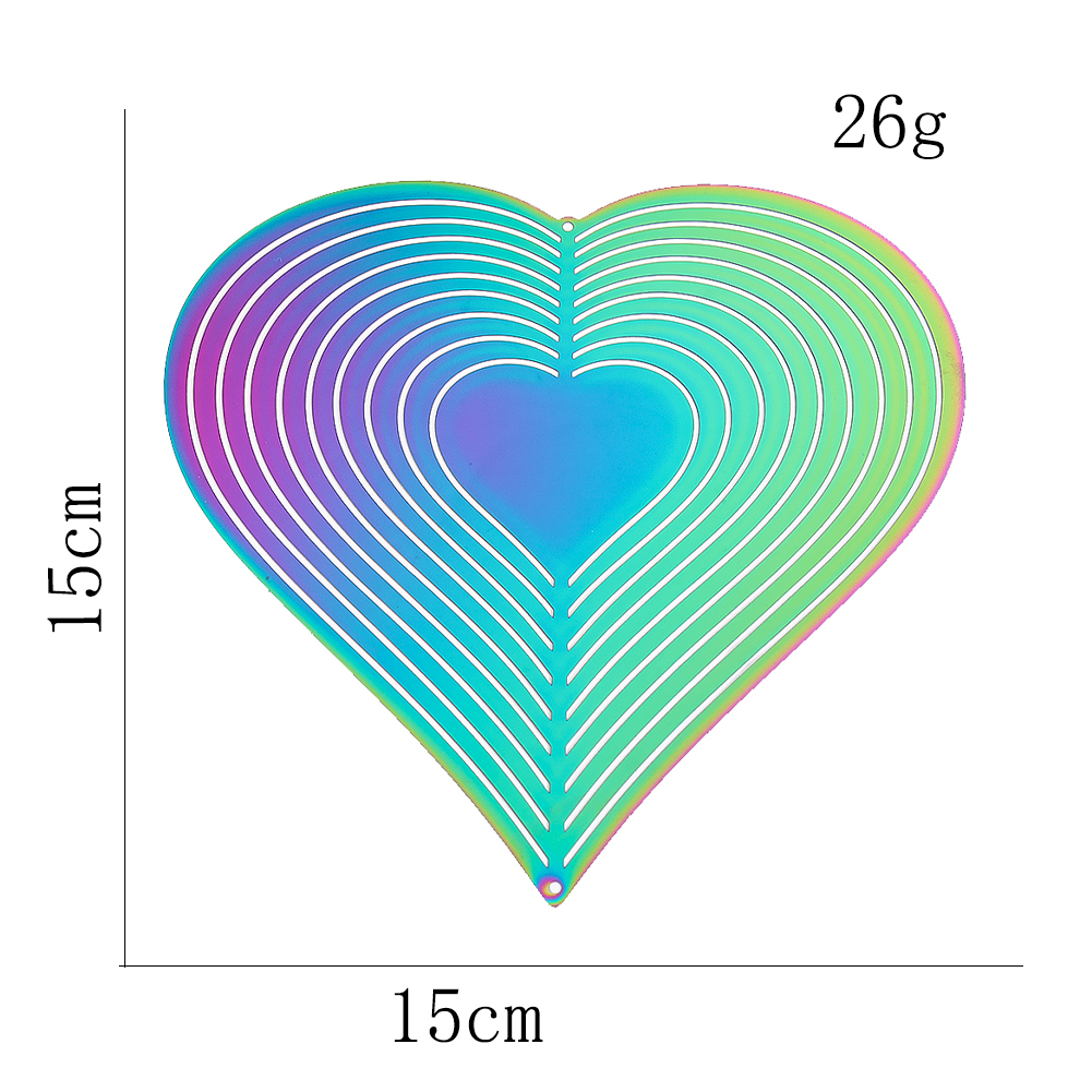Colorful Heart Wind Spinner 3D Rotating Wind Catcher Flowing Love Windchime Garden Yard Hanging Decor Reflection Bird Repellent: Orange