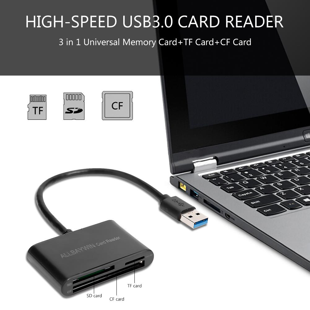 High-speed mini USB3.0 card reader 3 in 1 universal memory card TF card CF card support swap safe and reliable