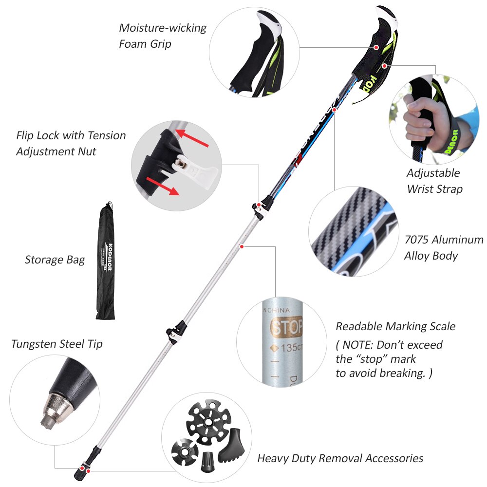 2pcs/lot Trekking Poles Walking Stick Nordic Walking Cane Aluminum Ski Camping Telescopic Baton Outdoor Hiking Poles Crutches