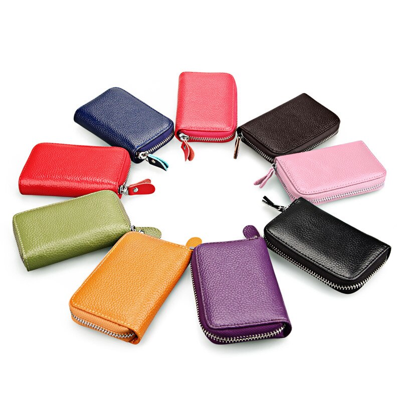 KEVIN YUN Brand Candy Colors Women Credit Card Holder Genuine Leather Wallet Purse ID Card Case