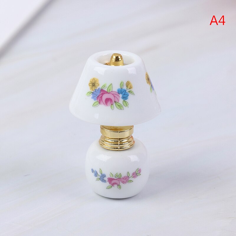 1:12 Mini Ceramic Lamp Miniatures Dollhouse Toy Porcelain Miniature Table Lamp Doll House Accessories: A4