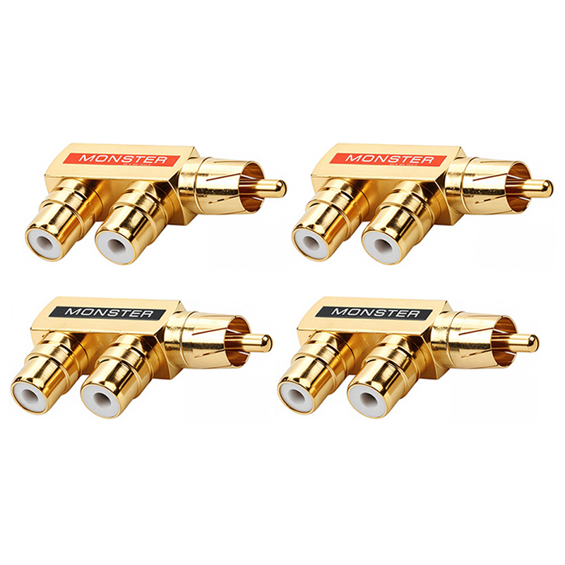 2/4/8Stck vergoldetes Kupfer AV Audio- Splitter Stecker RCA Adapter 1 Stecker auf 2 Buchse: dunkel Grau
