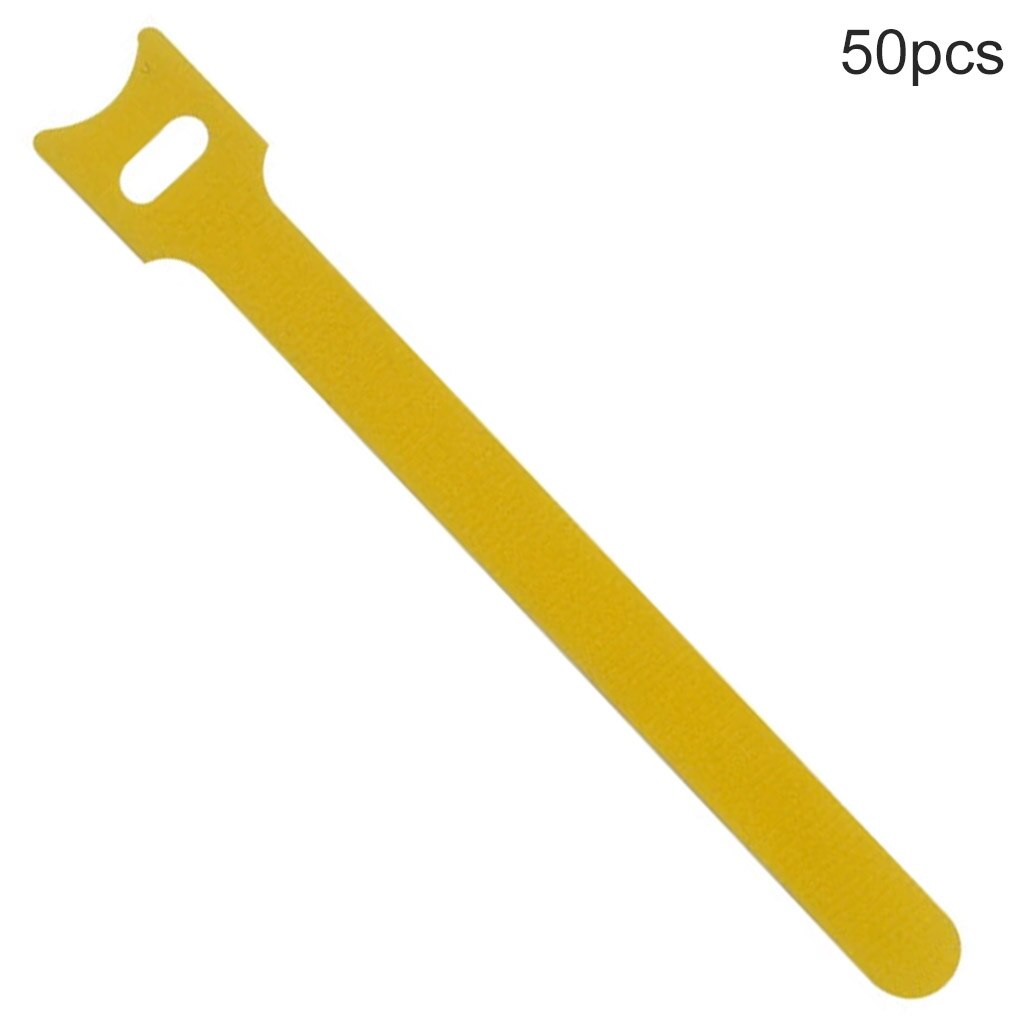 50Pcs 1.2X15CM Nylon Velcro Cable Ties Reusable Cords Organizer Cloth Data Wire Management Straps Fixing Bands Cable Tie Straps: Yellow