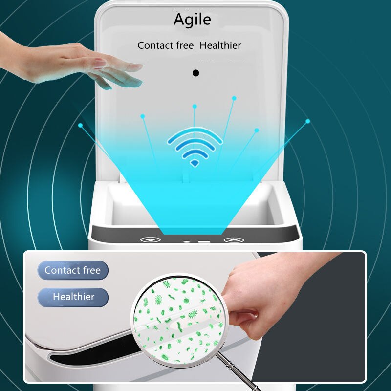 12L Intelligent Trash Can Smart Sensor Dustbin Automatic Rubbish Can USB Waterproof Dustbin Home Induction Garbage Bin Household