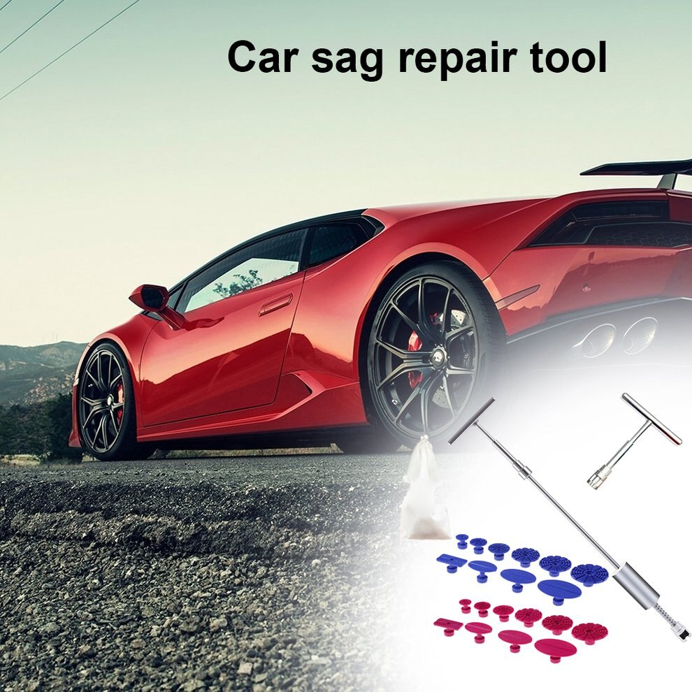 Universele Auto Reparatie Kit Removal Verveloos Deuk Repareren Tool Rechttrekken Deuken Cross Puller Set + 20 STUKS Lijm Pads