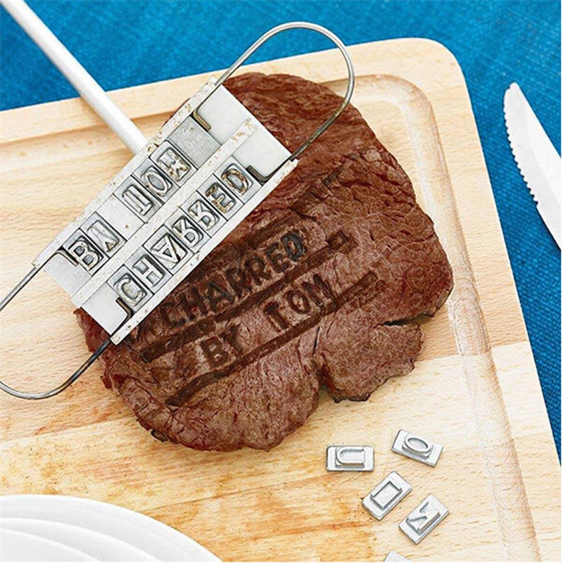 BBQ Vlees Branding iron met veranderlijk letters Fun BBQ tool Persoonlijkheid Steak Vlees tool Barbecue Accessoires koken tool set
