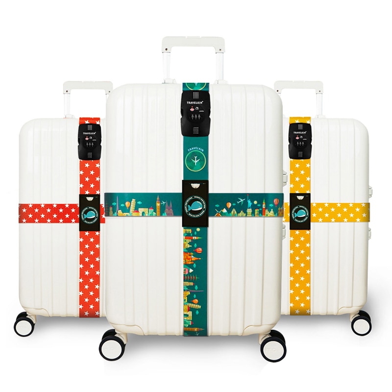 Rhxfxtl bagage tre cifre adgangskode krydsbælte justerbar kuffert bånd sikkerhed bundt bagage reb stropper rejse tilbehør