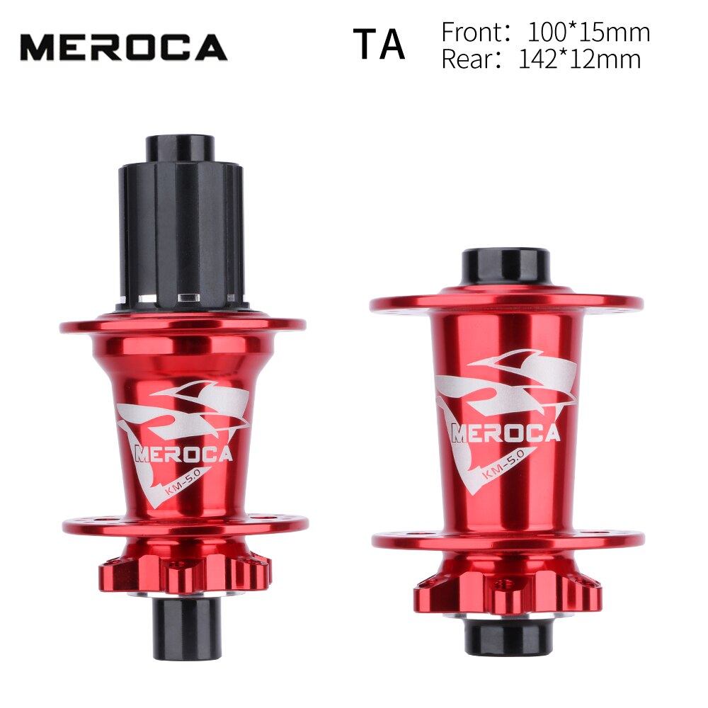 MEROCA km-5.0 Mtb Mountain Bike Hub 32 Holes 5 Bearing 8/9/10/11 Speed Front Rear Qr Or Thru Aluminum Alloy Bicycle Hubs: Red TA Hub 1 Pair