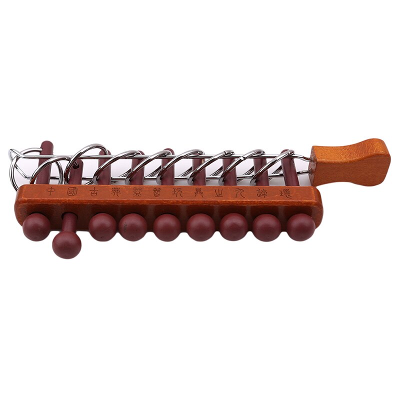 Wooden Chinese 9 Linked Rings Puzzle Educational Toys Brain Teaser Brain Game