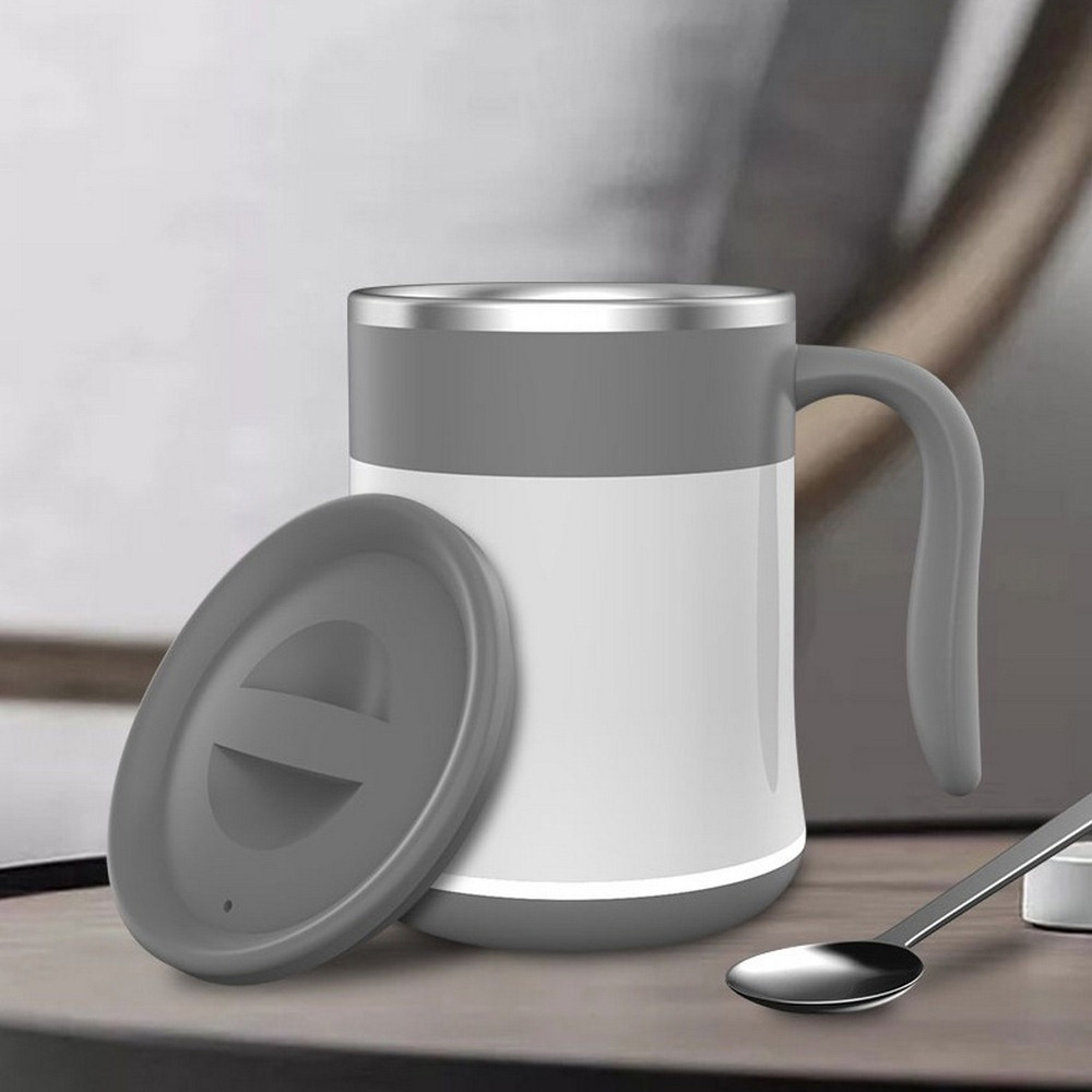 Automatisk lat självomrörande mugg automatisk kaffemjölksblandningsmugg te smart rostfritt stål mixkopp drinkware: Vit