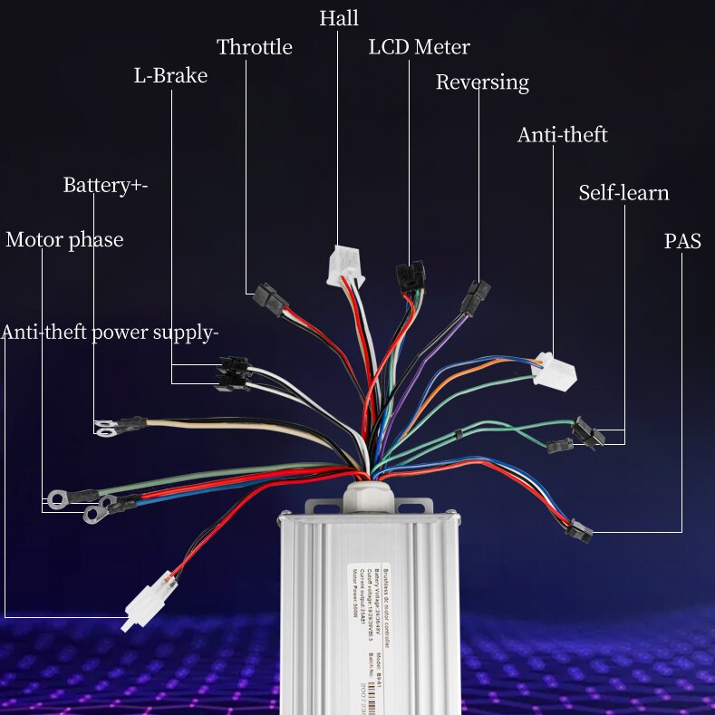 Controlador eléctrico de bicicleta de 36 V-48 V de 500 W, controlador de pantalla LCD de acelerador de dedo, controlador BLDC para Scooter eléctrico E kit de piezas de accesorios de bicicleta