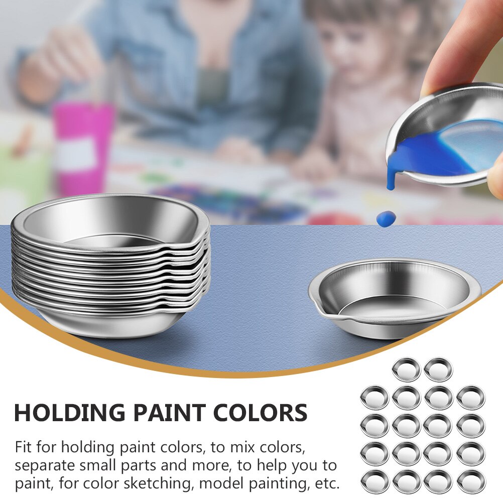 6pcs Multi-function Painting Trays Stainless Watercolor Plates Reusable Painting Plates