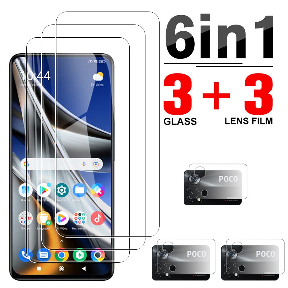 6in1 Gehard Glas Case Voor Xiaomi Poco X4 Pro 5G Screen Protector Voor Poco X3 M3 Pro 5G x3 Nfc F3 Camera Lens Beschermende Film