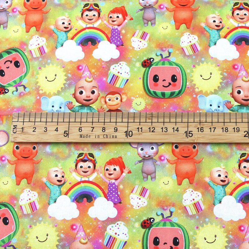 Tela de algodón con estampado Digital de dibujos animados tejido por el patio para máscara de niño, vestido, DIY, patchwork, material de costura textil: 2