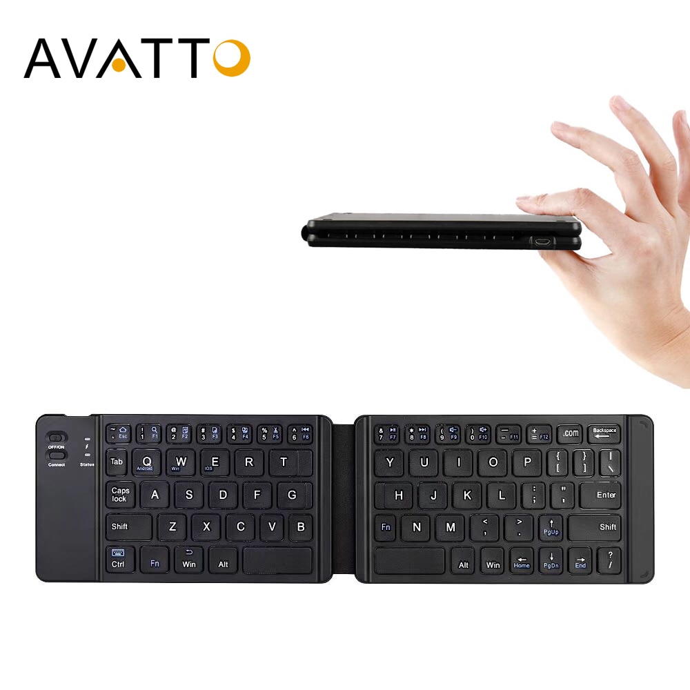 Avatto Licht-Handige Mini Draadloze Bluetooth Opvouwbare Toetsenbord, opvouwbare Draadloze Toetsenbord Voor Ios/Android/Windows Ipad Tablet Telefoon
