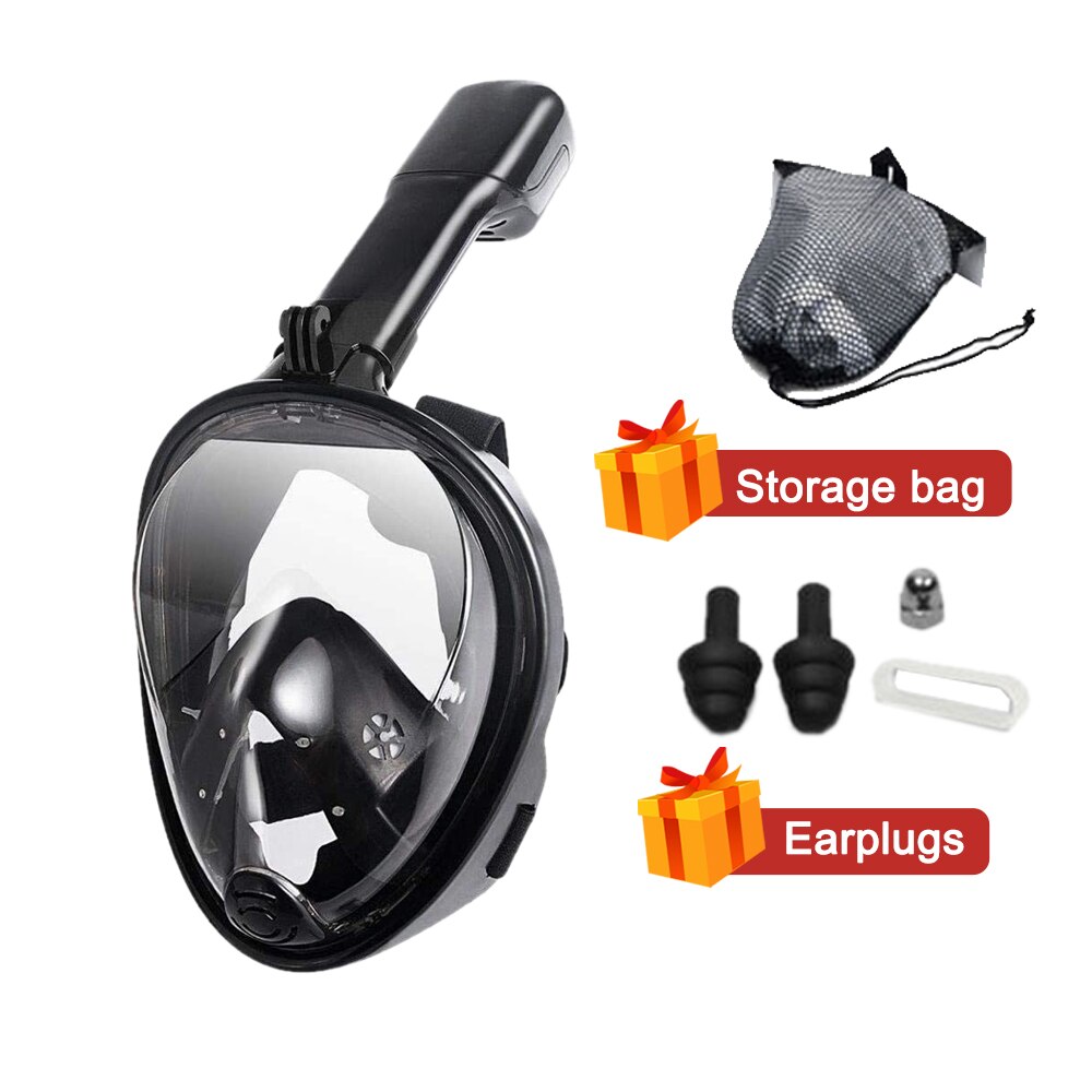 Underwater Scuba Snorkeling Anti Fog Mask Safe and Waterproof Swimming Equipment Set Diving Full Face Respiratory Masks: Black / S/M