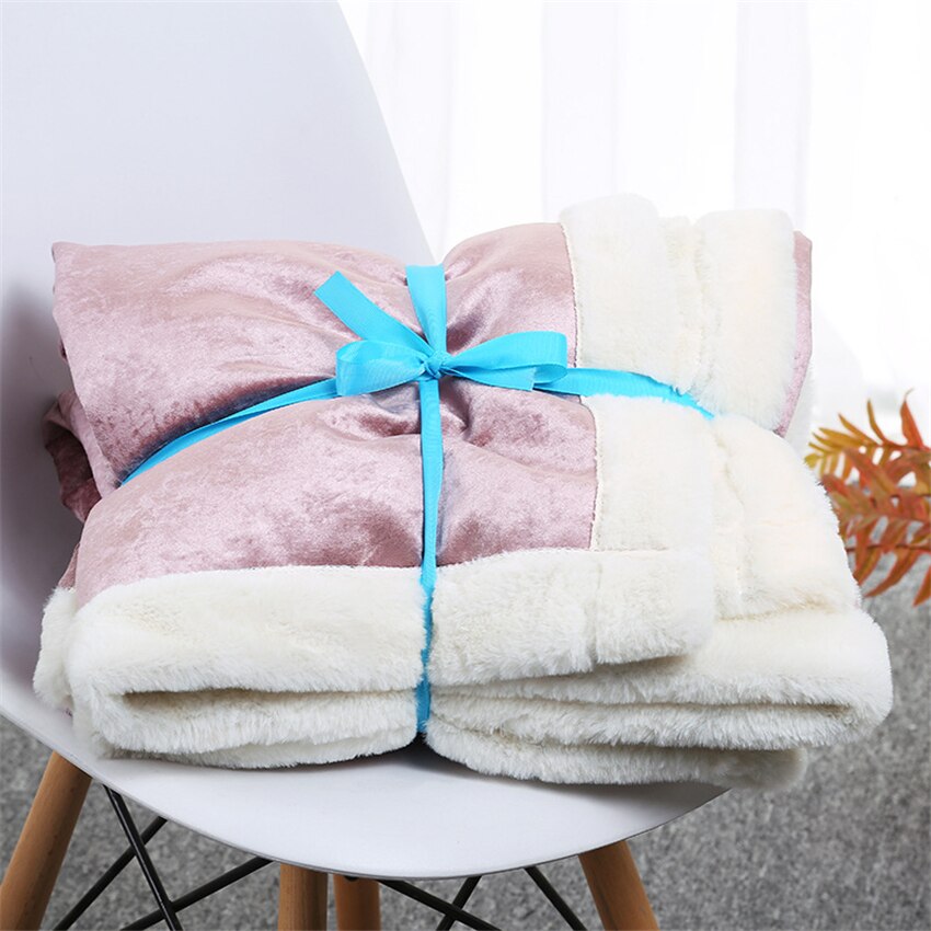 Manta de lana de pelo de conejo de colores sólidos Super suave sofá Coverlet invierno cálido sábanas fácil de lavar Faux Fur cobijas: A / 160x200cm