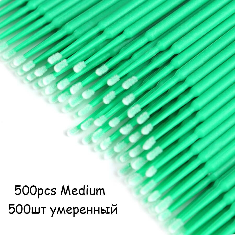 300/500 Pcs Disposable MicroBrush Eyelashes Extension Individual Lash Removing Swab Micro Brush For Eyelash Extension Tools: 500 pcs green