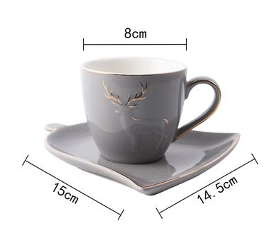 160ml lelgant kaffee tasse mit untertasse Gold Inlay elch hirsche vöGel tassen: D