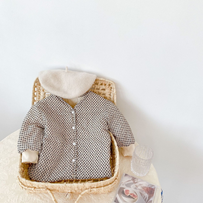 Winter Kids Jongens Meisjes Jas Beige V-hals Open Stitch Pocket Innerlijk Omkeerbare Kleding Kids Warme Jas E5005